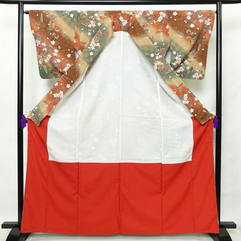 小紋 良品 ポリエステル 古典柄 袷仕立て 身丈164cm 裄丈65cm 多色使い_画像3