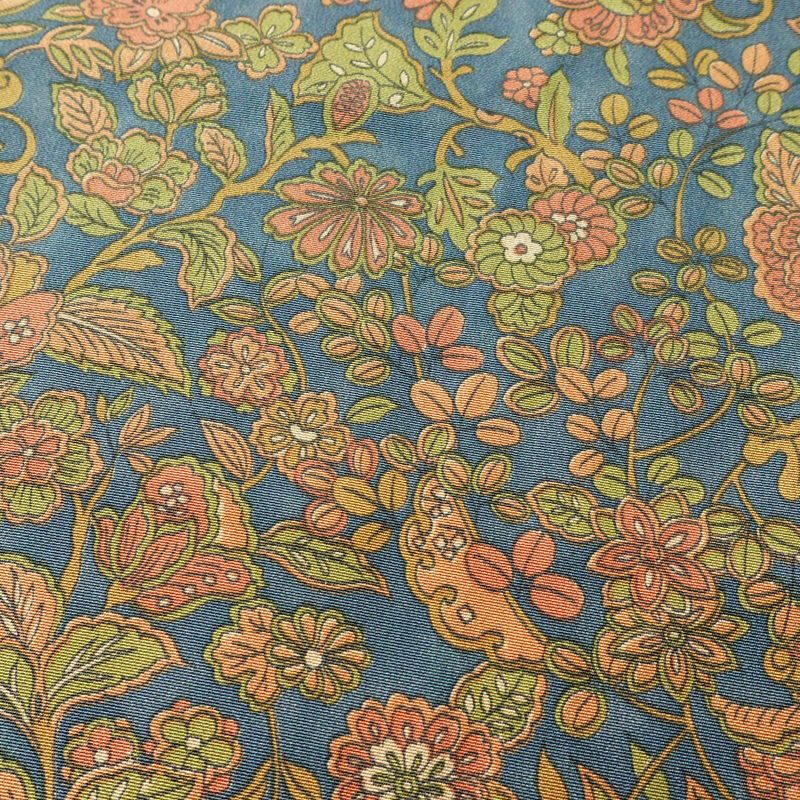 小紋 総柄 正絹 木の葉・植物柄 袷仕立て 身丈159.5cm 裄丈64cm 青・紺_画像6