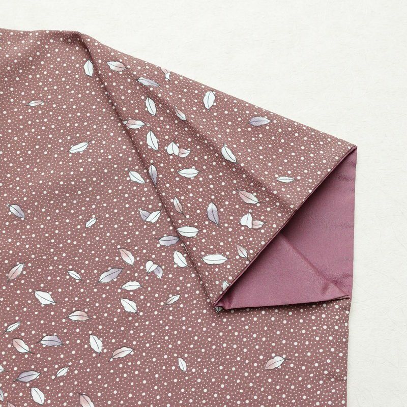 小紋 良品 ポリエステル 木の葉・植物柄 袷仕立て 身丈156cm 裄丈64.5cm 小豆・エンジ_画像13