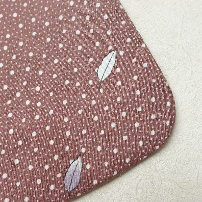 小紋 良品 ポリエステル 木の葉・植物柄 袷仕立て 身丈156cm 裄丈64.5cm 小豆・エンジ_画像14