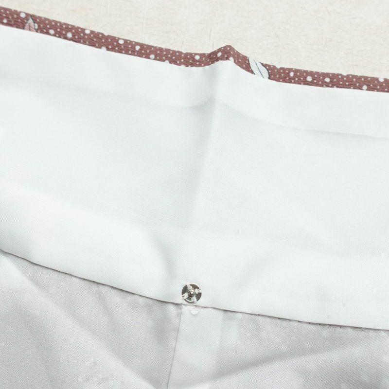 小紋 良品 ポリエステル 木の葉・植物柄 袷仕立て 身丈156cm 裄丈64.5cm 小豆・エンジ_画像18