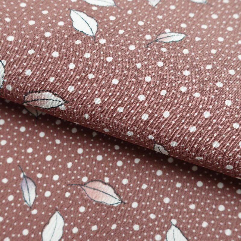 小紋 良品 ポリエステル 木の葉・植物柄 袷仕立て 身丈156cm 裄丈64.5cm 小豆・エンジ_画像20