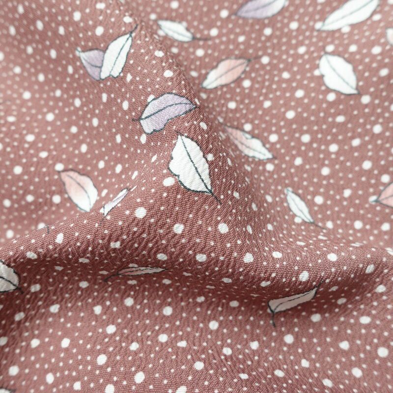 小紋 良品 ポリエステル 木の葉・植物柄 袷仕立て 身丈156cm 裄丈64.5cm 小豆・エンジ_画像21