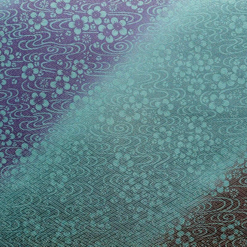 袋帯 全通柄 良品 フォーマル用 正絹 花 流水 紗綾形 古典柄 緑・うぐいす色_画像2