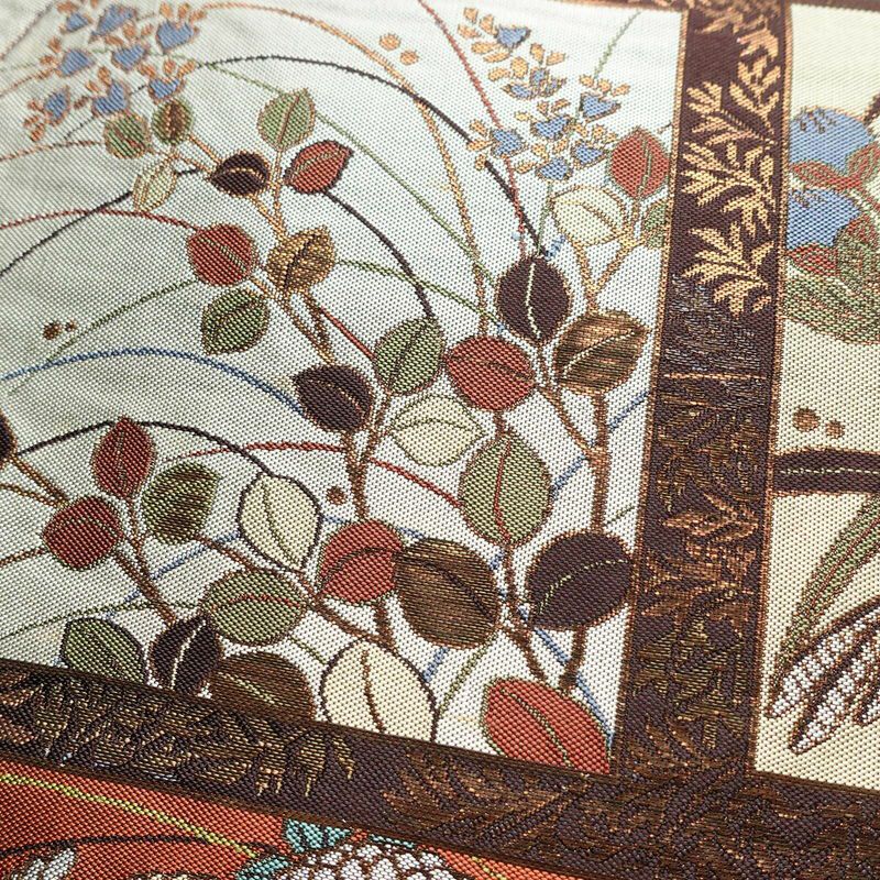 袋帯 六通柄 一般用 正絹 木の葉・植物柄 茶_画像5