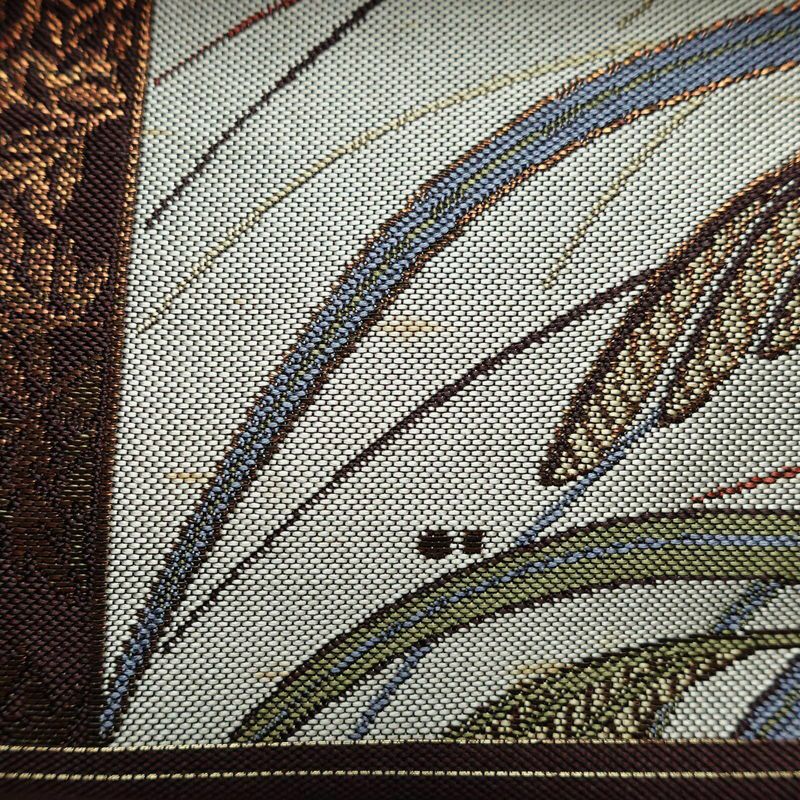 袋帯 六通柄 一般用 正絹 木の葉・植物柄 茶_画像7