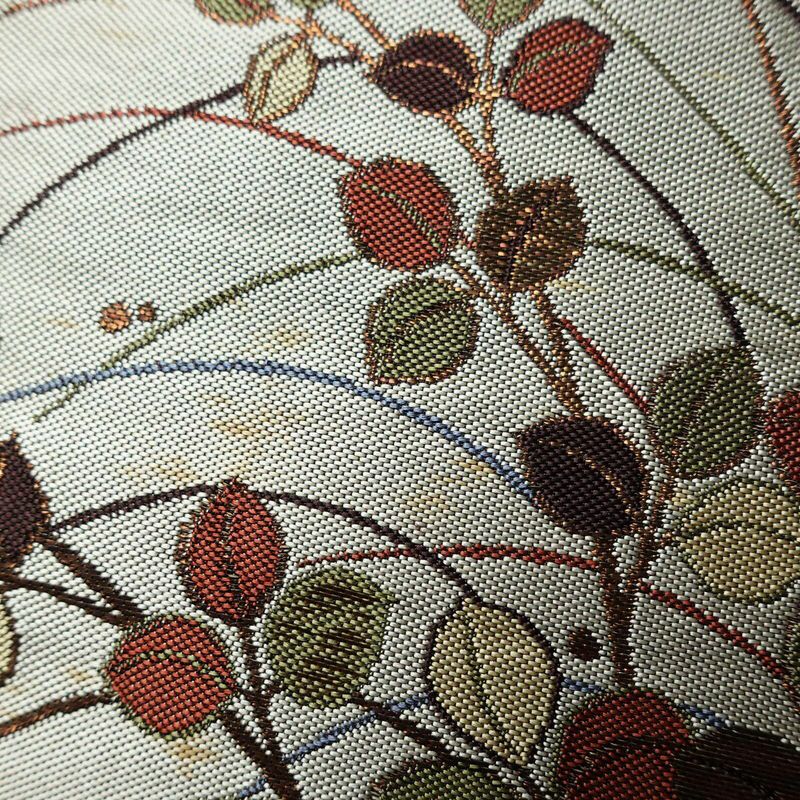 袋帯 六通柄 一般用 正絹 木の葉・植物柄 茶_画像11