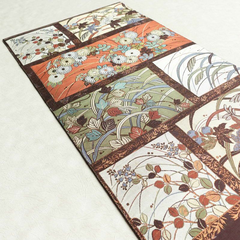 袋帯 六通柄 一般用 正絹 木の葉・植物柄 茶_画像20