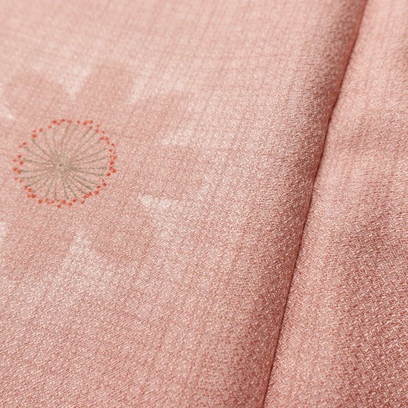 小紋 良品 飛び柄 ポリエステル 花柄 袷仕立て 身丈165cm 裄丈67.5cm ピンク_画像8