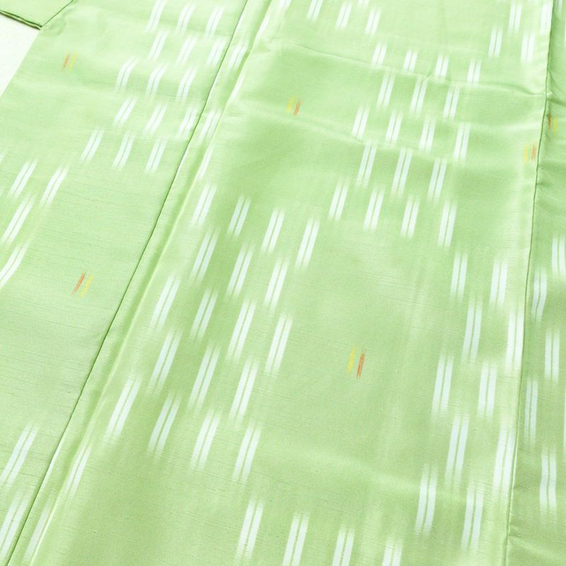 小紋 ポリエステル 古典柄 袷仕立て 身丈164.5cm 裄丈68cm 緑・うぐいす色_画像5