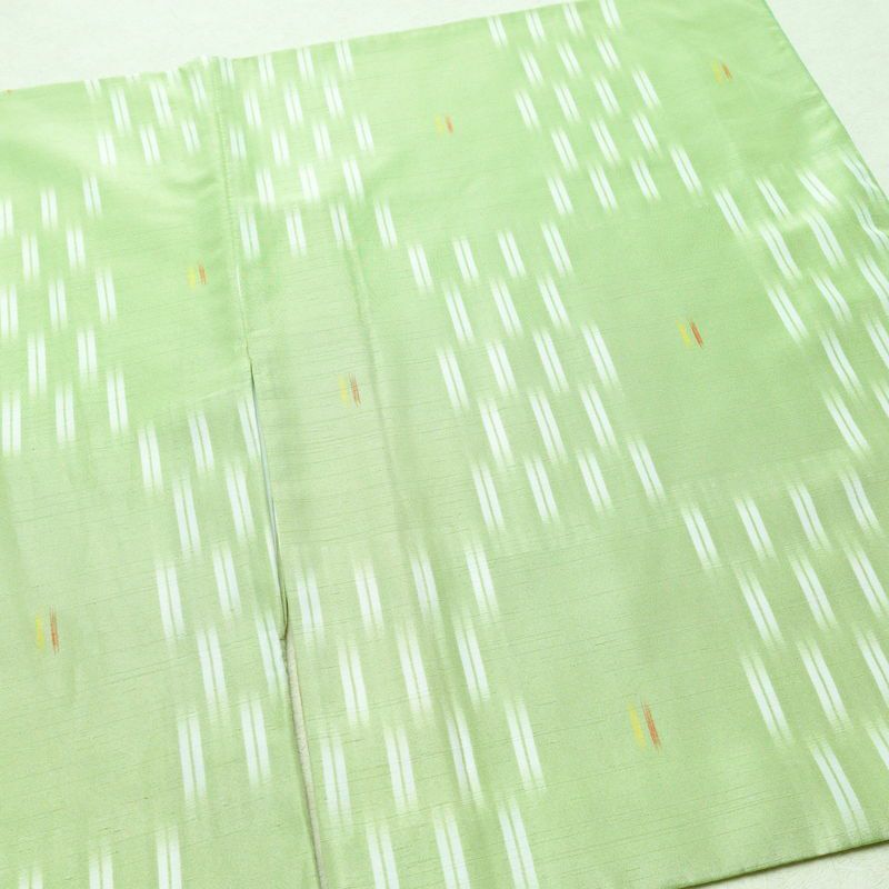 小紋 ポリエステル 古典柄 袷仕立て 身丈164.5cm 裄丈68cm 緑・うぐいす色_画像11