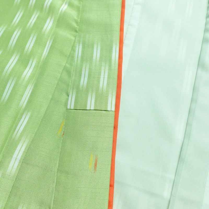 小紋 ポリエステル 古典柄 袷仕立て 身丈164.5cm 裄丈68cm 緑・うぐいす色_画像16