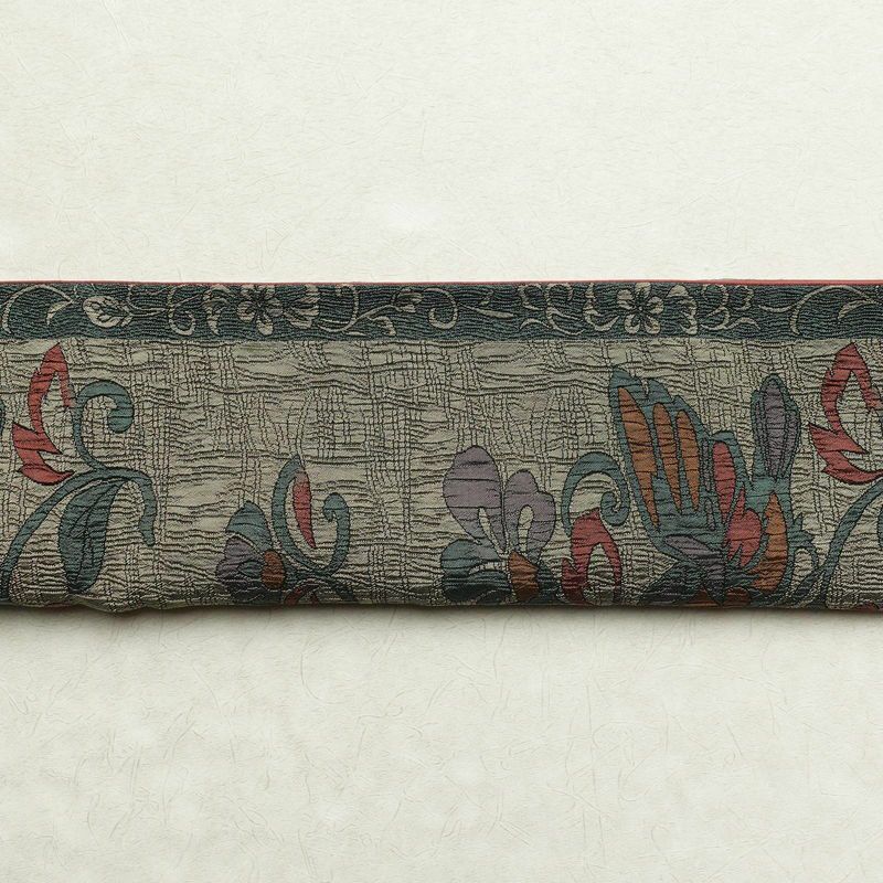 袋帯 ふくれ織 六通柄 一般用 正絹 木の葉・植物柄 鳥 緑・うぐいす色_画像15