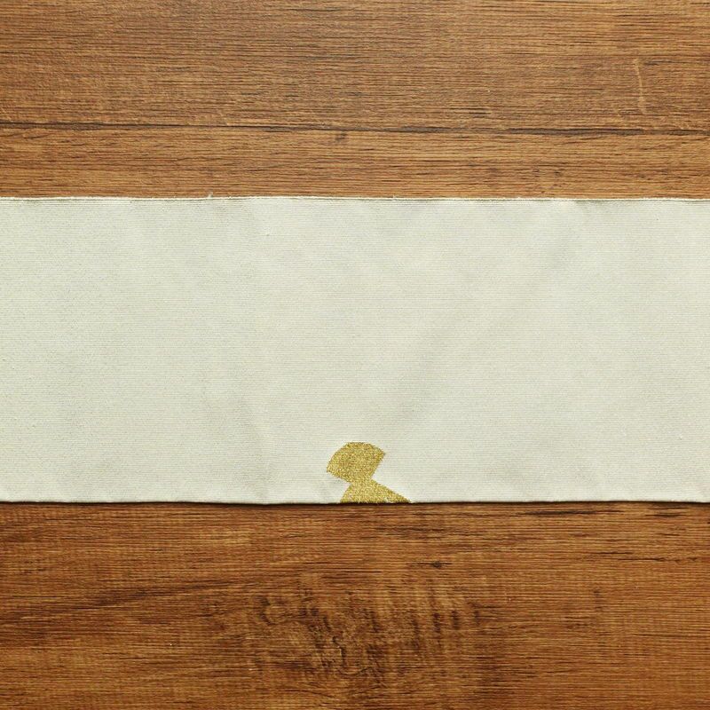 名古屋帯 つづれ織り 太鼓柄 良品 正絹 古典柄 名古屋仕立て 花柄 扇子 クリーム_画像16