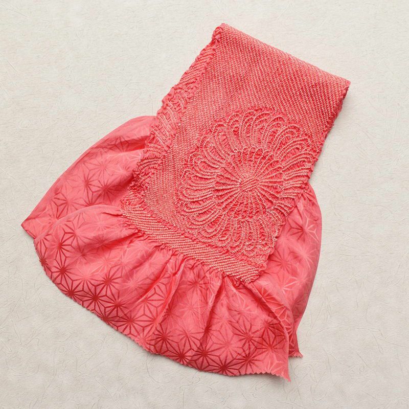 帯揚げ 絞り 正絹 花柄 ピンク_画像1