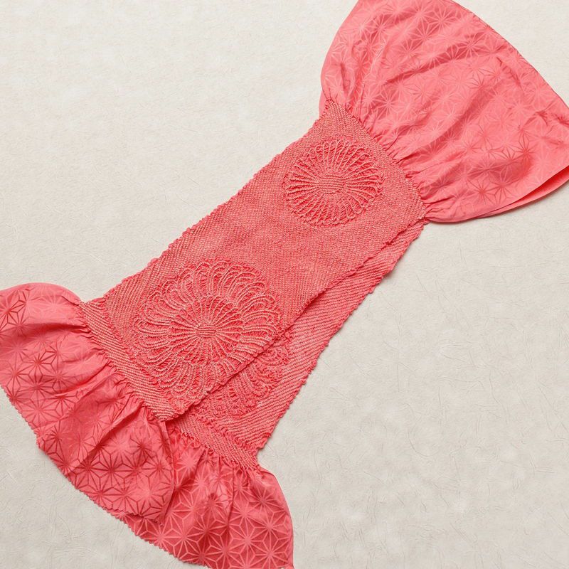 帯揚げ 絞り 正絹 花柄 ピンク_画像2