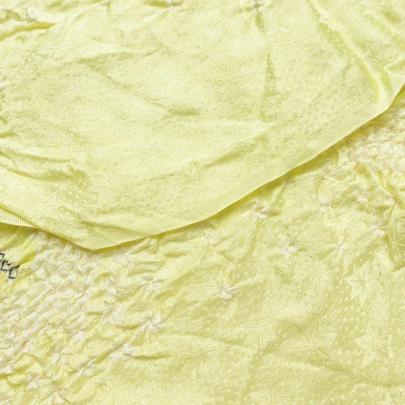 帯揚げ 絞り 正絹 木の葉・植物柄 黄・黄土色_画像3