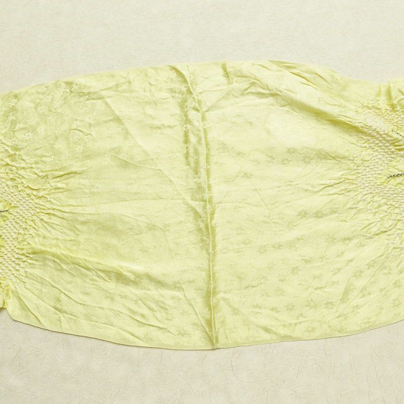 帯揚げ 絞り 正絹 木の葉・植物柄 黄・黄土色_画像8