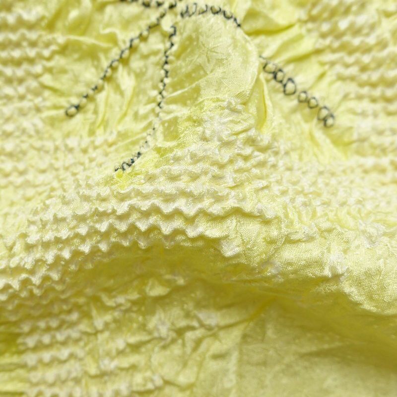 帯揚げ 絞り 正絹 木の葉・植物柄 黄・黄土色_画像10