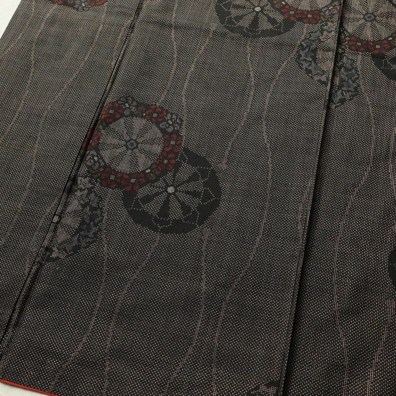 紬 正絹 古典柄 袷仕立て 身丈164.5cm 裄丈69.5cm 茶_画像4