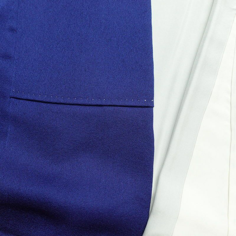 付け下げ 正絹 人物・動物柄 袷仕立て 身丈160cm 裄丈64.5cm 金彩 孔雀 青・紺_画像17