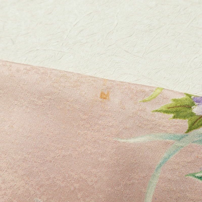 小紋 総柄 正絹 花柄 袷仕立て 身丈164cm 裄丈66.5cm 金彩 ピンク_画像18