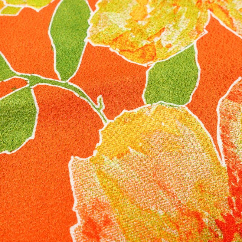 小紋 総柄 正絹 花柄 袷仕立て 身丈155.5cm 裄丈63.5cm 一部しつけ糸付き 橙_画像7