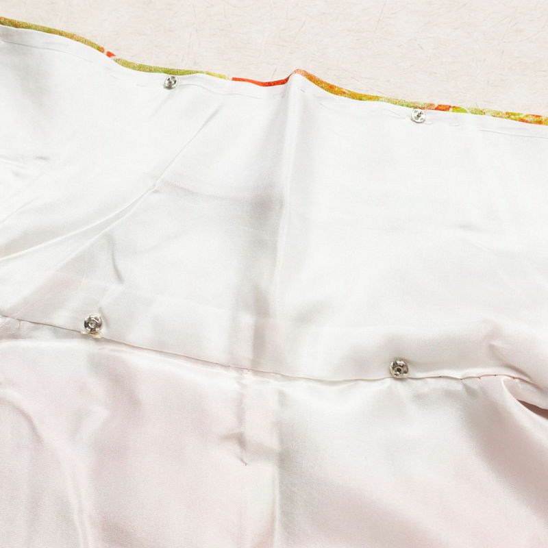 小紋 総柄 正絹 花柄 袷仕立て 身丈155.5cm 裄丈63.5cm 一部しつけ糸付き 橙_画像16