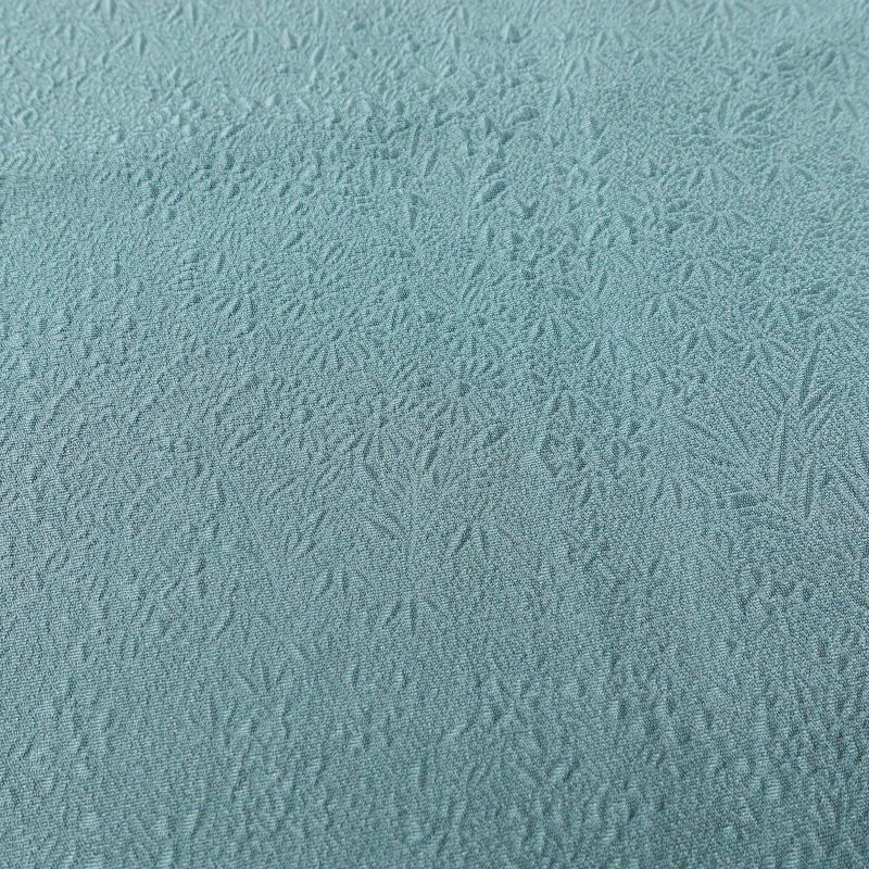 色無地 良品 一つ紋付き 正絹 木の葉・植物柄 袷仕立て 身丈151cm 裄丈64cm 青・紺_画像7