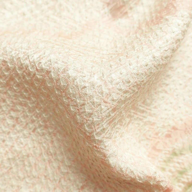 付け下げ しつけ糸付き 絞り 正絹 花柄 袷仕立て 身丈163.5cm 裄丈66cm ピンク_画像21