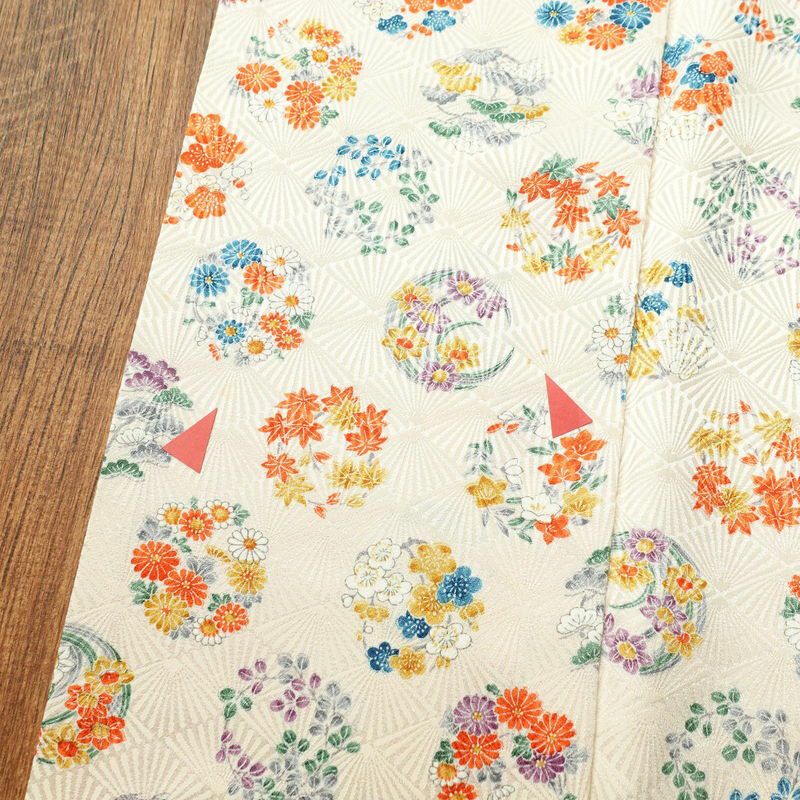 小紋 正絹 古典柄 袷仕立て 身丈156cm 裄丈64cm クリーム_画像6