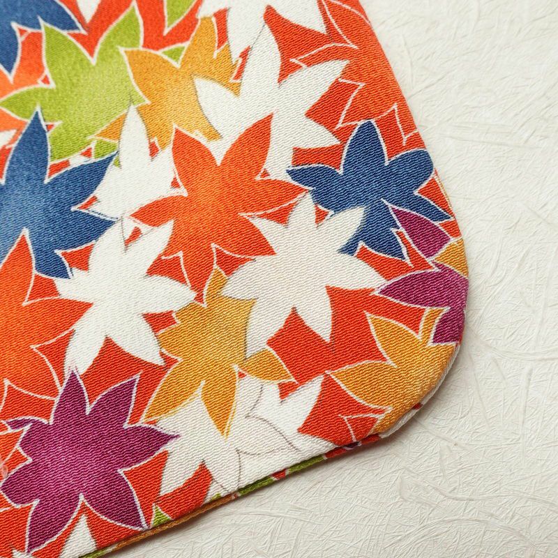 小紋 良品 縮緬 正絹 木の葉・植物柄 袷仕立て 身丈157.5cm 裄丈66cm 紅葉 橙_画像13