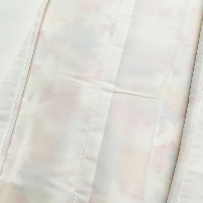 小紋 良品 縮緬 正絹 木の葉・植物柄 袷仕立て 身丈157.5cm 裄丈66cm 紅葉 橙_画像18