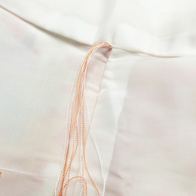 小紋 良品 縮緬 正絹 木の葉・植物柄 袷仕立て 身丈157.5cm 裄丈66cm 紅葉 橙_画像20