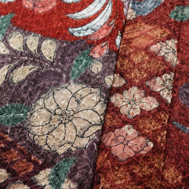 小紋 良品 正絹 花柄 袷仕立て 身丈156.5cm 裄丈63.5cm 辻が花風 赤・朱_画像8