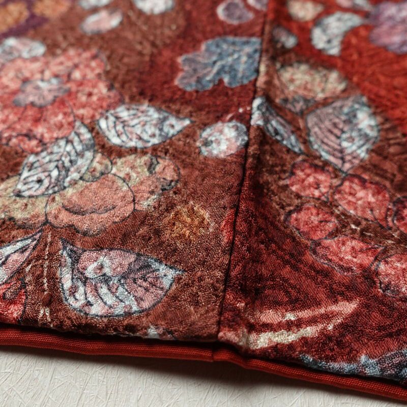 小紋 良品 正絹 花柄 袷仕立て 身丈156.5cm 裄丈63.5cm 辻が花風 赤・朱_画像10