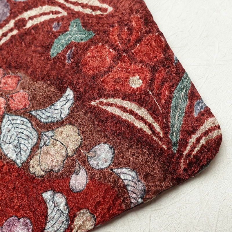 小紋 良品 正絹 花柄 袷仕立て 身丈156.5cm 裄丈63.5cm 辻が花風 赤・朱_画像14