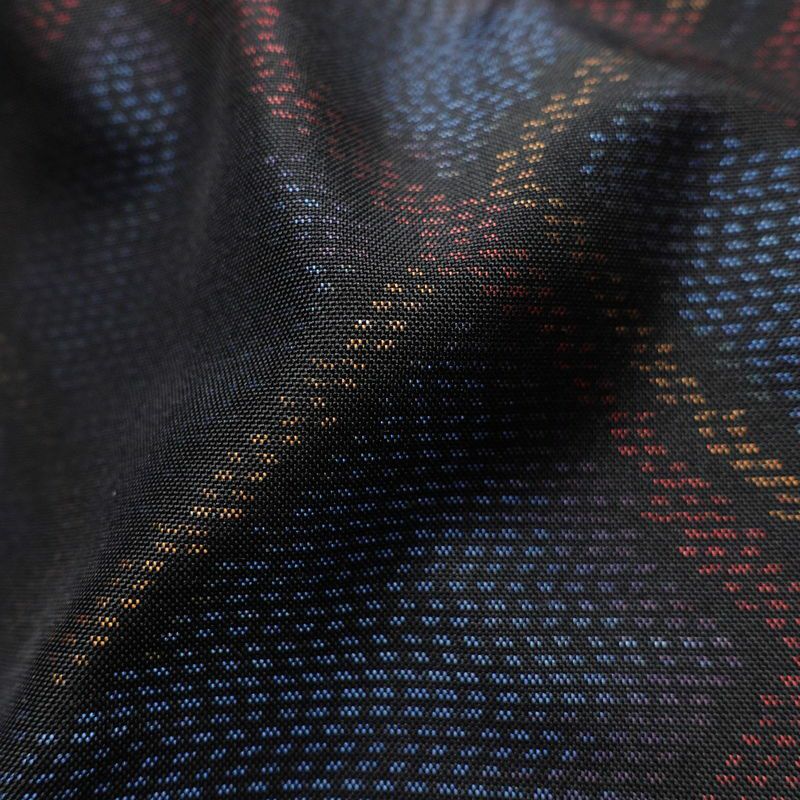 紬 正絹 幾何学柄・抽象柄 袷仕立て 身丈154.5cm 裄丈63cm 着物 青・紺_画像19