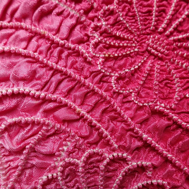 帯揚げ 絞り 正絹 花柄 ピンク_画像10