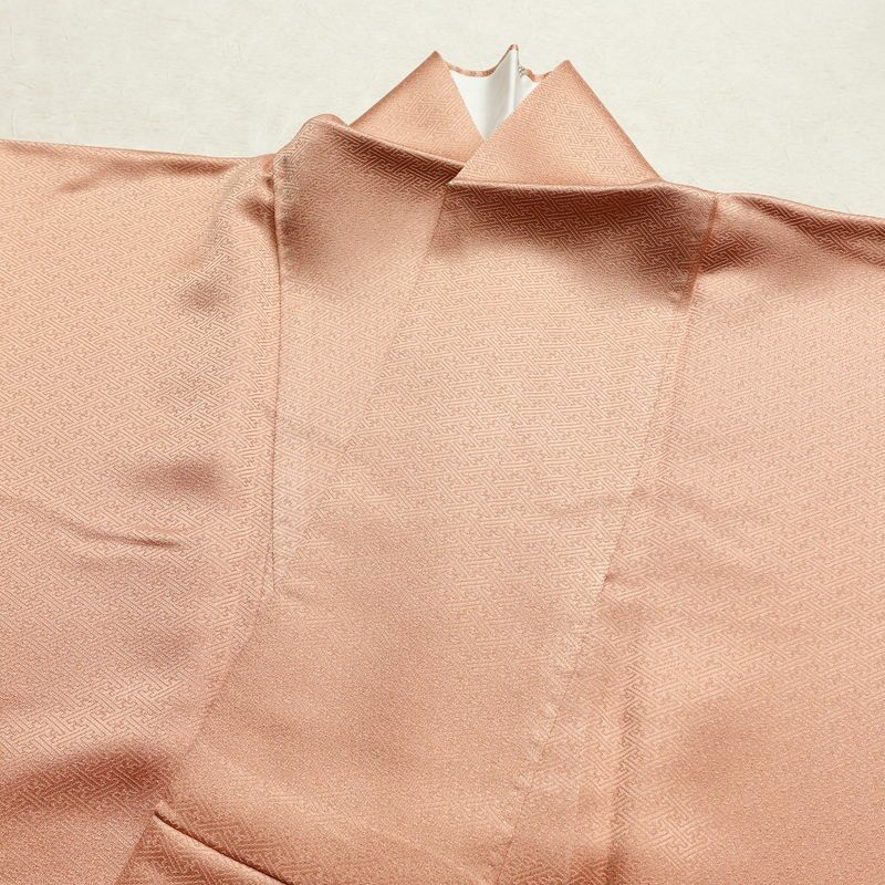 色留袖 良品 綸子 金駒刺繍 一つ紋付き 正絹 古典柄 袷仕立て 身丈164cm 裄丈66.5cm 箔 共八掛 金彩 橙_画像17