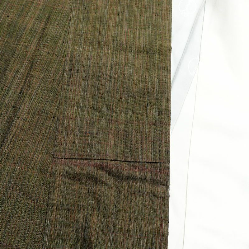 紬 正絹 その他の柄 袷仕立て 身丈156cm 裄丈63cm 緑・うぐいす色_画像16