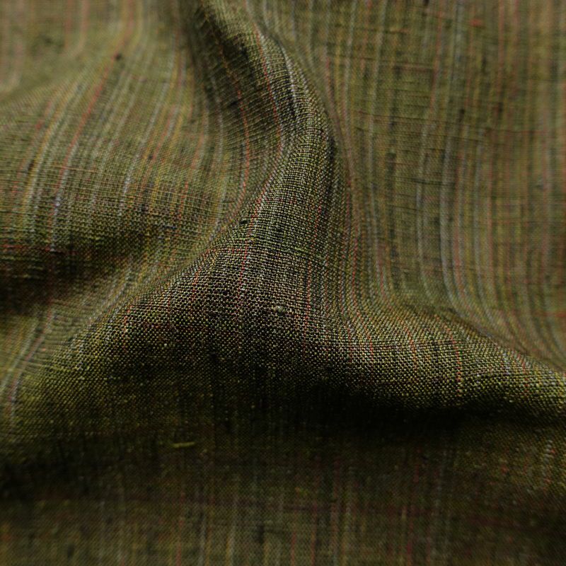 紬 正絹 その他の柄 袷仕立て 身丈156cm 裄丈63cm 緑・うぐいす色_画像21