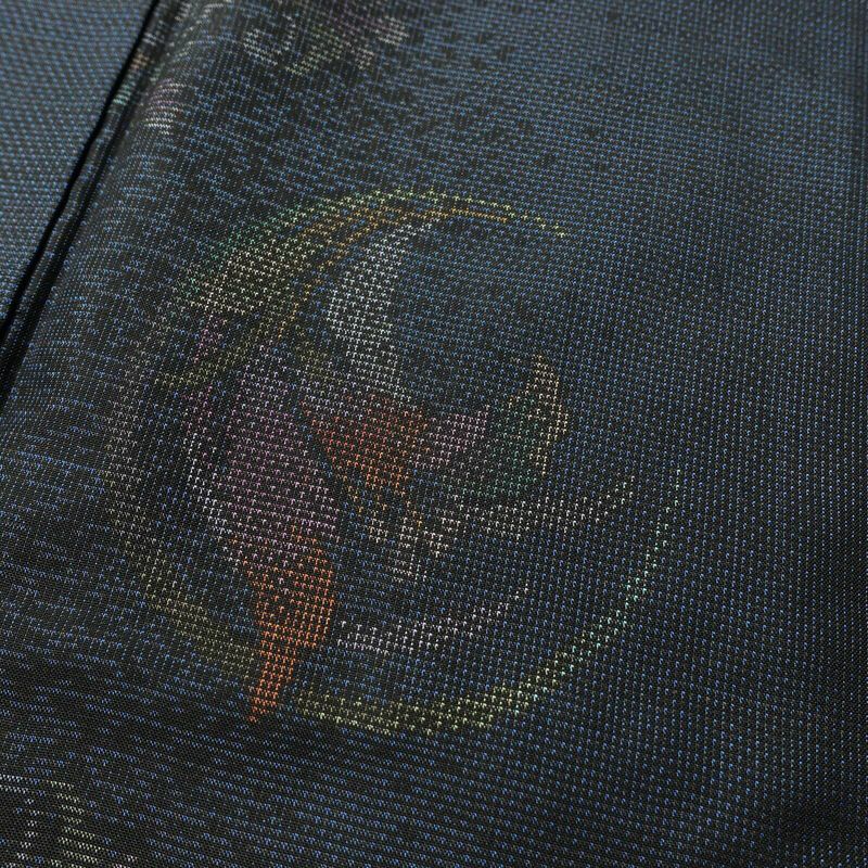 本場大島紬 純泥染 良品 証紙あり しつけ糸付き 正絹 花柄 袷仕立て 身丈163.5cm 裄丈66.5cm 青・紺_画像6