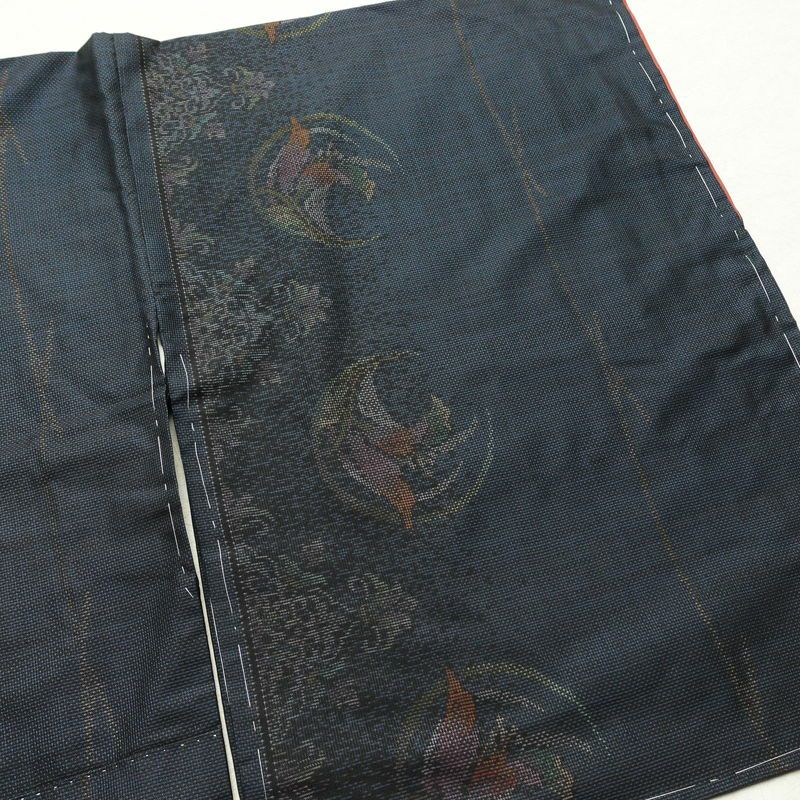 本場大島紬 純泥染 良品 証紙あり しつけ糸付き 正絹 花柄 袷仕立て 身丈163.5cm 裄丈66.5cm 青・紺_画像11