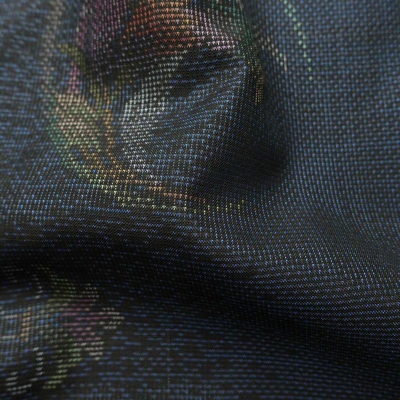 本場大島紬 純泥染 良品 証紙あり しつけ糸付き 正絹 花柄 袷仕立て 身丈163.5cm 裄丈66.5cm 青・紺_画像19