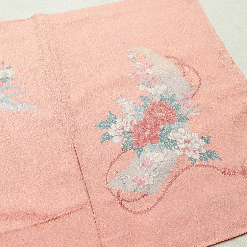 付け下げ 良品 しつけ糸付き 正絹 花柄 袷仕立て 身丈162cm 裄丈65.5cm 箔 ピンク_画像14