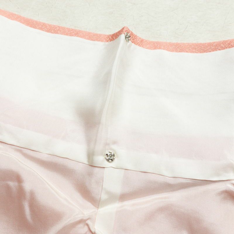 付け下げ 良品 しつけ糸付き 正絹 花柄 袷仕立て 身丈162cm 裄丈65.5cm 箔 ピンク_画像19