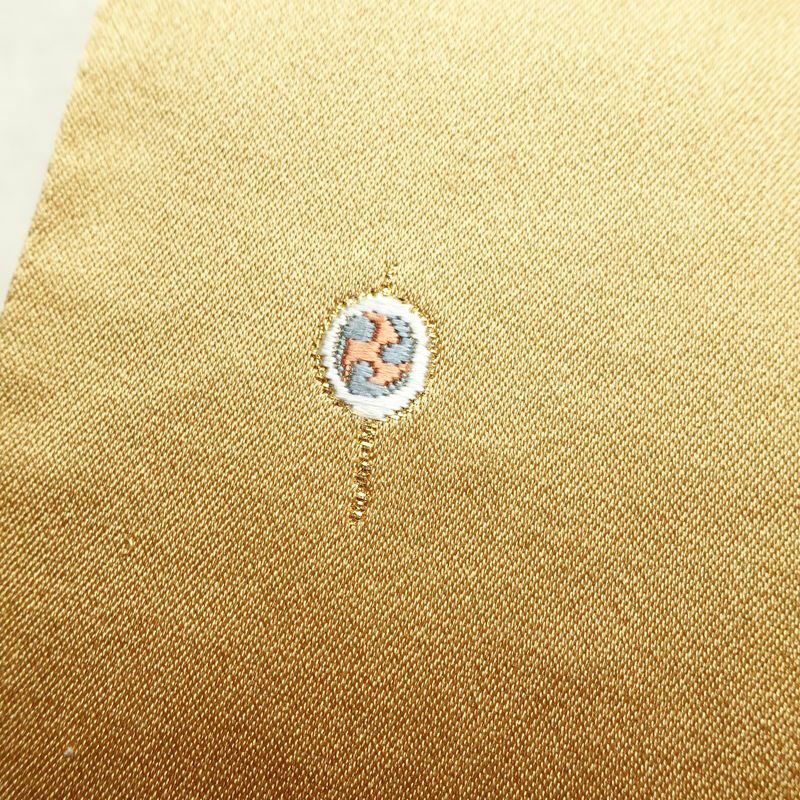 袋帯 六通柄 正絹 古典柄 刺繍 独楽 傘 黄・黄土色_画像7