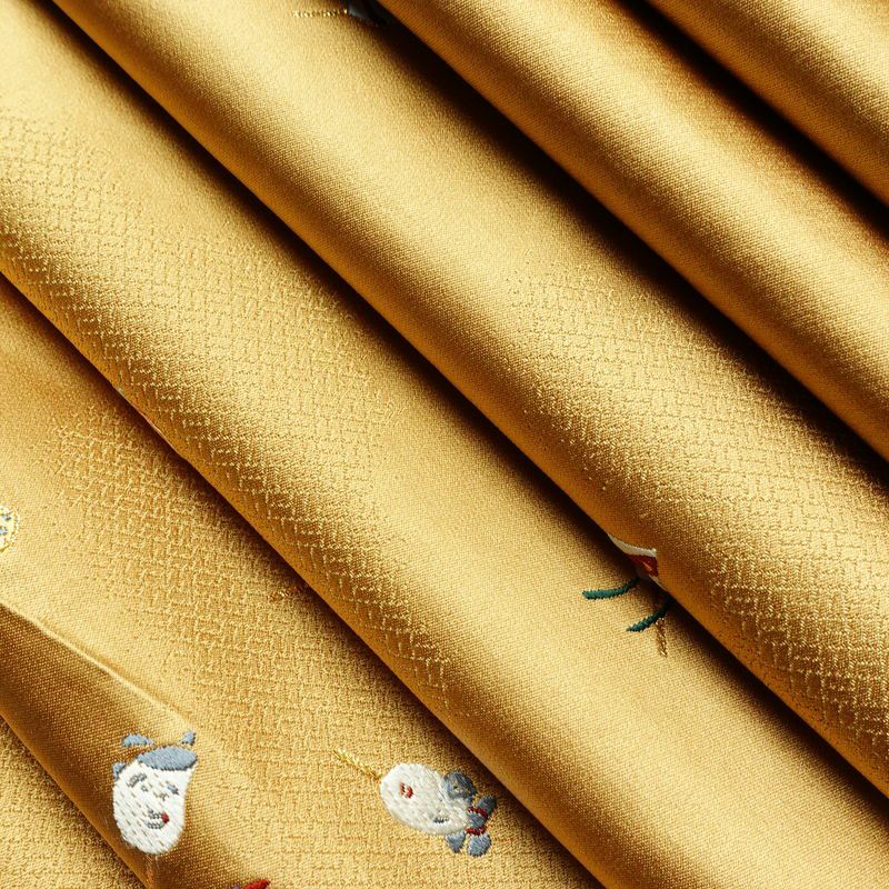 袋帯 六通柄 正絹 古典柄 刺繍 独楽 傘 黄・黄土色_画像21