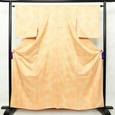 小紋 付下小紋 良品 一つ紋付き 正絹 古典柄 袷仕立て 身丈159.5cm 裄丈63.5cm ぼかし 橙